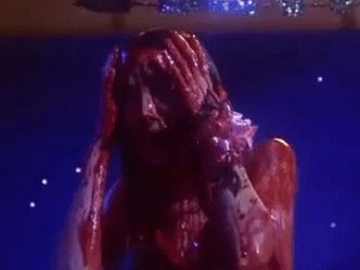 In the film Carrie what type of animal blood was poured on Carrie