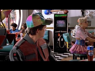 What is the name of the cafe that Marty goes to in "Back to the Future Part 2?"