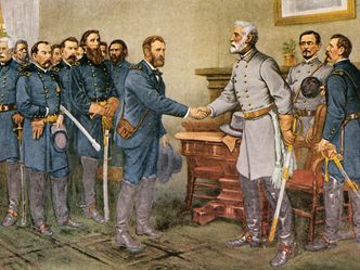 Where did Lee surrender to Grant, effectively ending the civil war?