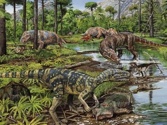 What's the era of Earth's geological history, during which the dinosaurs lived?