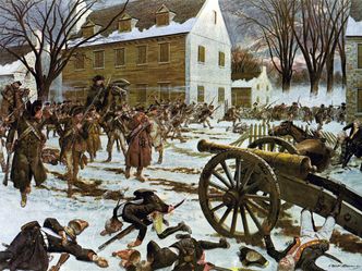 What small but pivotal victory was won by the Continental Army against Hessian auxiliaries in December, 1776?