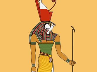 What's the name of the Egyptian god depicted as a falcon or as a man with a falcon’s head?