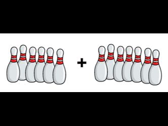 Count the bowling pins and write the answer.