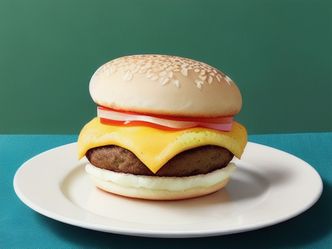 Which breakfast item consists of a folded egg, cheese, and choice of meat on a biscuit?
