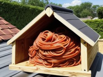 Which pasta dish is used as a roofing material in this quiz?