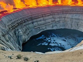 The burning crater known as the "Door to Hell" was created when a gas field was set on fire in the '80s. Where is it?