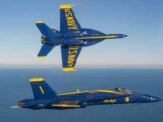 What group of f18 planes have a blue and yellow livery?